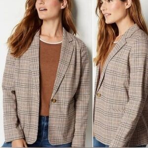 J. Jill Women's Oversized Mendocino Plaid Blazer Jacket Size XL‎ Academia Career